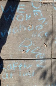 We won is written on the sidewalk along 37th Street NW
