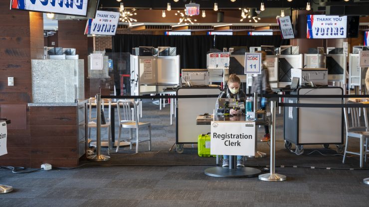 Empty voting booths