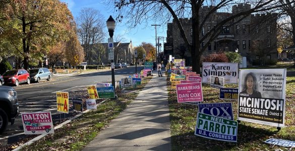 Signs outside of a Frederick County voting center