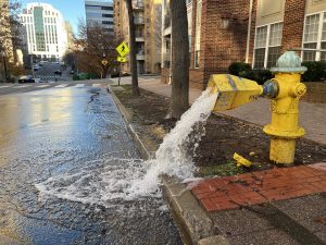 Water pouring out of a fire hydrant