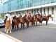 Police on horses near courthouse