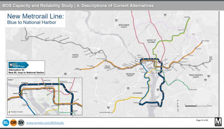 WMATA 4A report map of proposed Blue Line extension through National Harbor