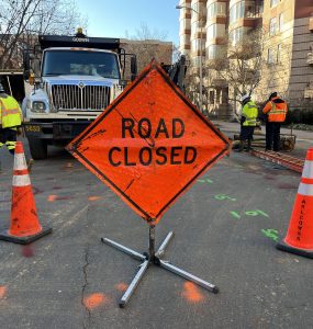 road closed sign near the repair sight