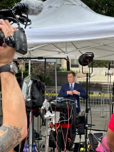 NBC News anchor near federal courthouse