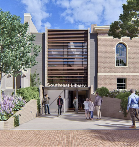 A rendering of the new library