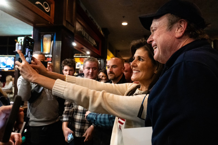 Nikki Haley with supporters in New Hampshire
