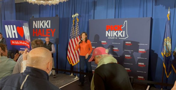 Nikki Haley speaks at a rally in New Hampshire.