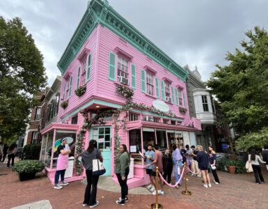 Exterior of Call Your Mother Georgetown with people waiting in line outside