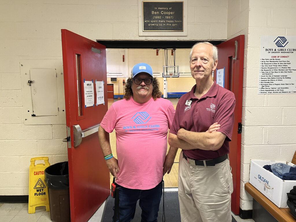 Shawn Osborn and Bob Stowers, outside the gymnasium at Jelleff