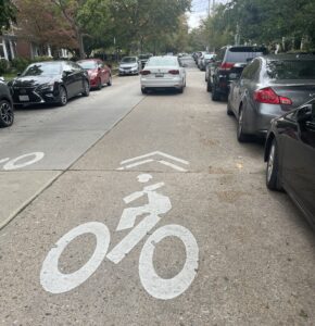 Unprotected bike lane