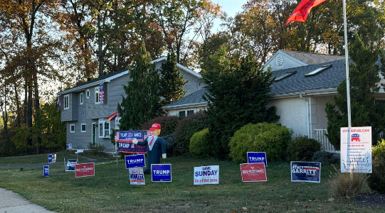 Montgomery County, Pennsylvania, is gearing up for the Presidential election in the swing state. Trump supporters are showing their loyalty through yard signs and decorations. (Credit: Mackenzie Shultz)