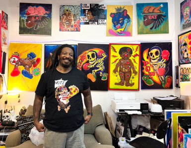 Trei Ramsey stands in front of his art in his studio space at 52 O St. Studios in Washington, D.C. on Sat. Oct. 26, 2024. Photo by Josie Ansbacher