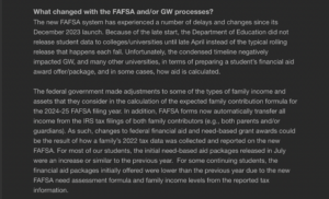 An email sent to George Washington University students regarding the new FAFSA system. (Credit: Gabriela Peña)