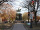 The Logan Circle statue with people surrounding.