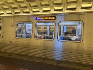 A train passes through McPherson Square station.