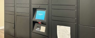 Amazon lockers in a D.C. apartment building. Photo by Natalia Quintana-Feliciano.