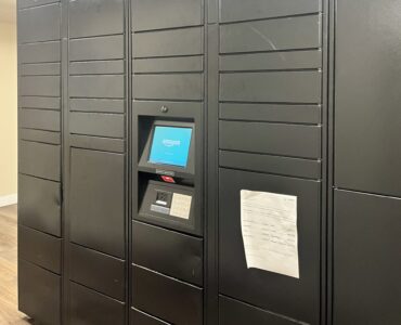 Amazon lockers in a D.C. apartment building. Photo by Natalia Quintana-Feliciano.