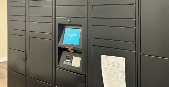 Amazon lockers in a D.C. apartment building. Photo by Natalia Quintana-Feliciano.