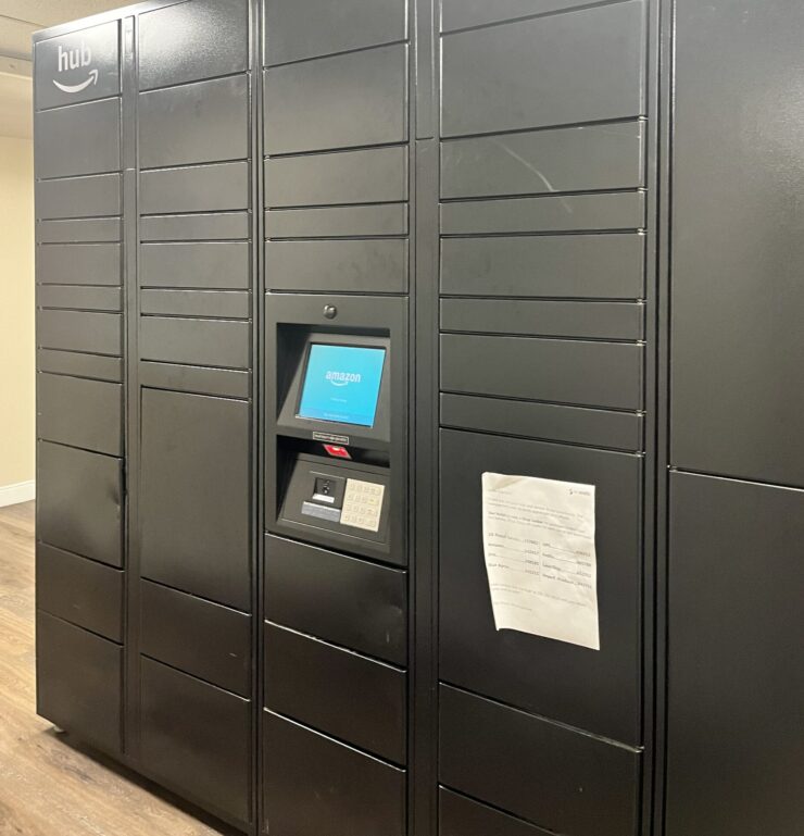 Amazon lockers in a D.C. apartment building. Photo by Natalia Quintana-Feliciano.