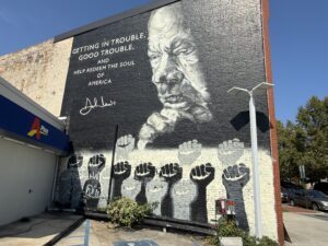 Mural of late Congressman John Lewis in Hill East. (Ellen Tannor)
