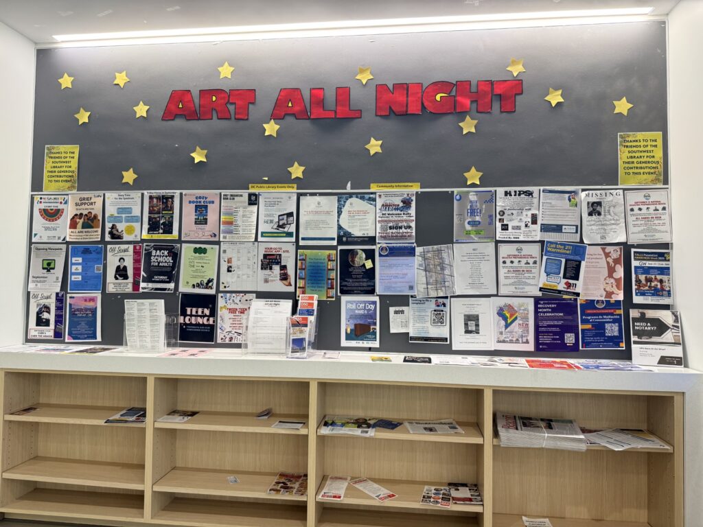 Event board at the Southwest Neighborhood Library (Kordell Martin)