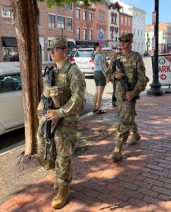 National Guard troops patrolling the streets of Georgetown (Joshua Sun)