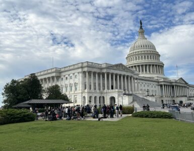 People stand outside the Capital Building on Wednesday, Oct. 15, 2025. (Isabel Del Mastro)