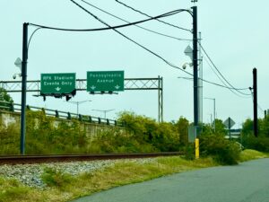 RFK signage on the overpass adjacent to Seafarers Yacht Club (Ellen Tannor)