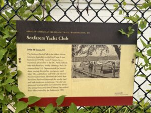 Seafarers Yacht Club informational signage (Ellen Tannor)
