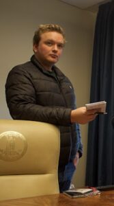 American University graduate student George Smith reporting in Virginia in the lead up to the 2025 election. (Gary LaBella)