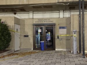 Faculty and students are not permitted in the Georgetown Preclinical Science Building due to a power outage. (Joshua Sun)