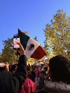 Mexican flag held by a participant of the Dia de los Muertos Celebration at The Wharf (Kordell Martin)
