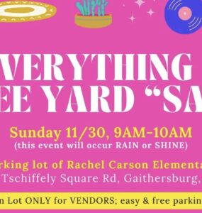 Cropped flyer for upcoming "everything free" yard sale.