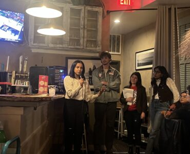 Aparna Raj speaking at event hosted with NPEU and Unite Here Local 25 (Photo: Daniel Herrera Benitez)