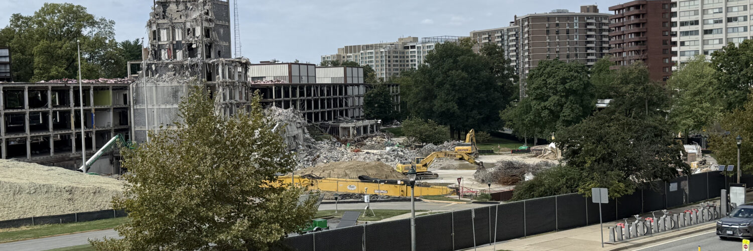 Demolition of old GEICO headquarters in Chevy Chase, MD