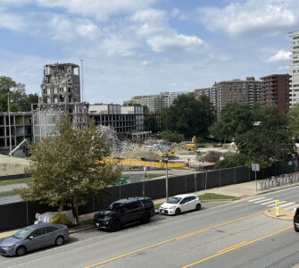 Demolition of old GEICO headquarters in Chevy Chase, MD