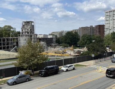 Demolition of old GEICO headquarters in Chevy Chase, MD