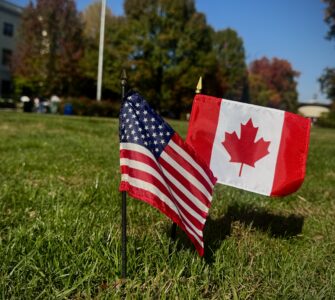 Flag of US and Canada at American University.
