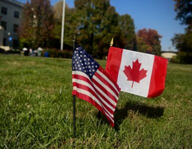Flag of US and Canada at American University.