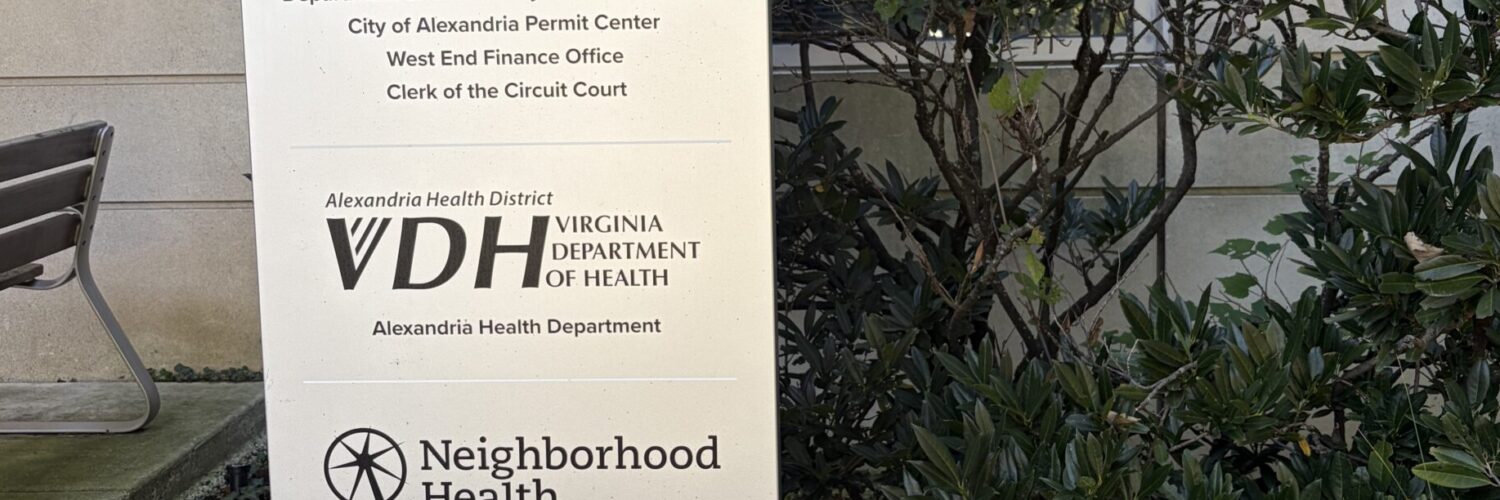 Sign outside of Alexandria Department of Health. Photo/Celeste Hoytt