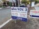 red, white and blue election sign that says to vote on Nov. 3