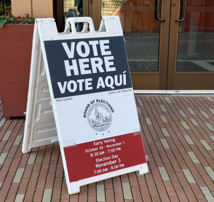Vote Here sign at University of the District of Columbia